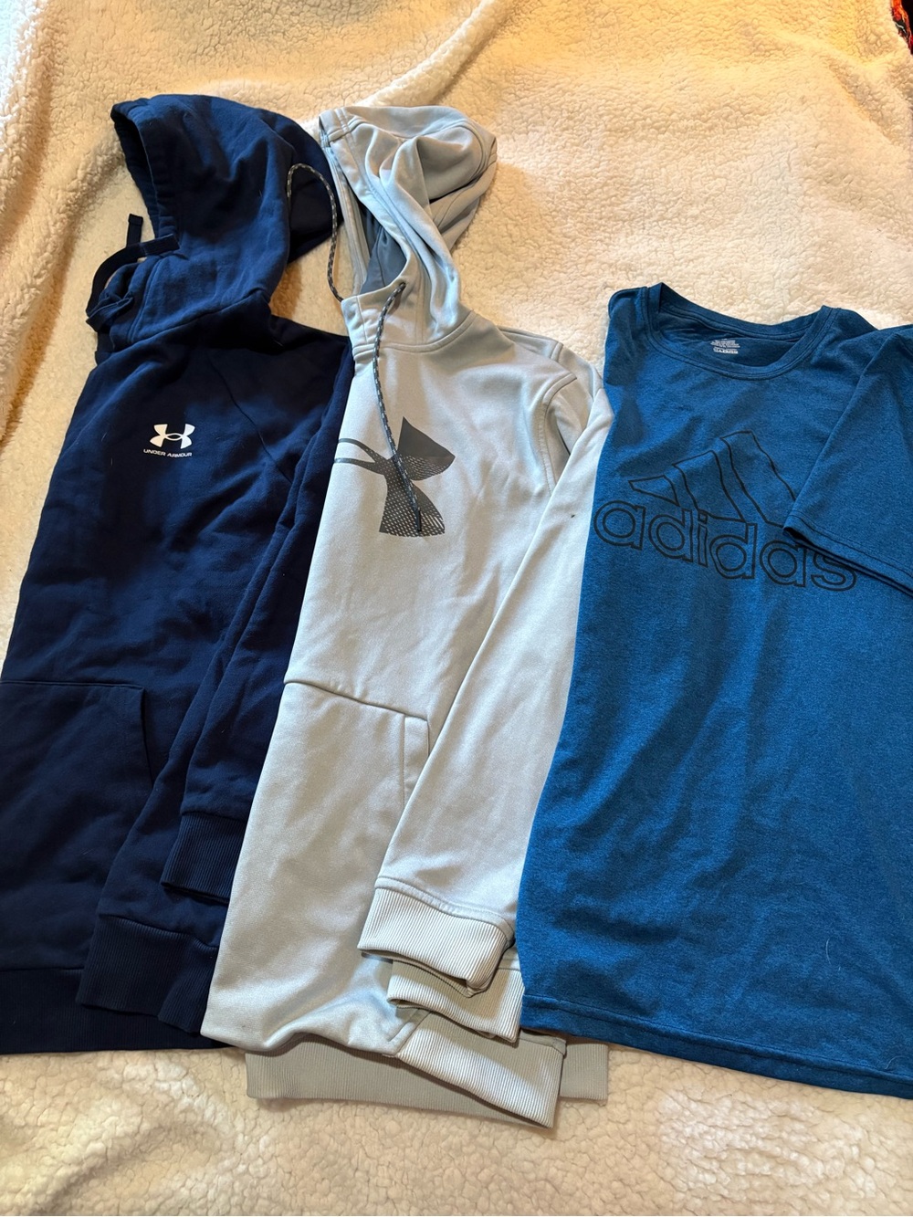 3-pack two under armor sweatshirt & adidas performance tee